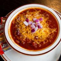 Beef Brisket Chili · Smoked brisket chili with our special blend of beans and Southern-style spices topped with c...