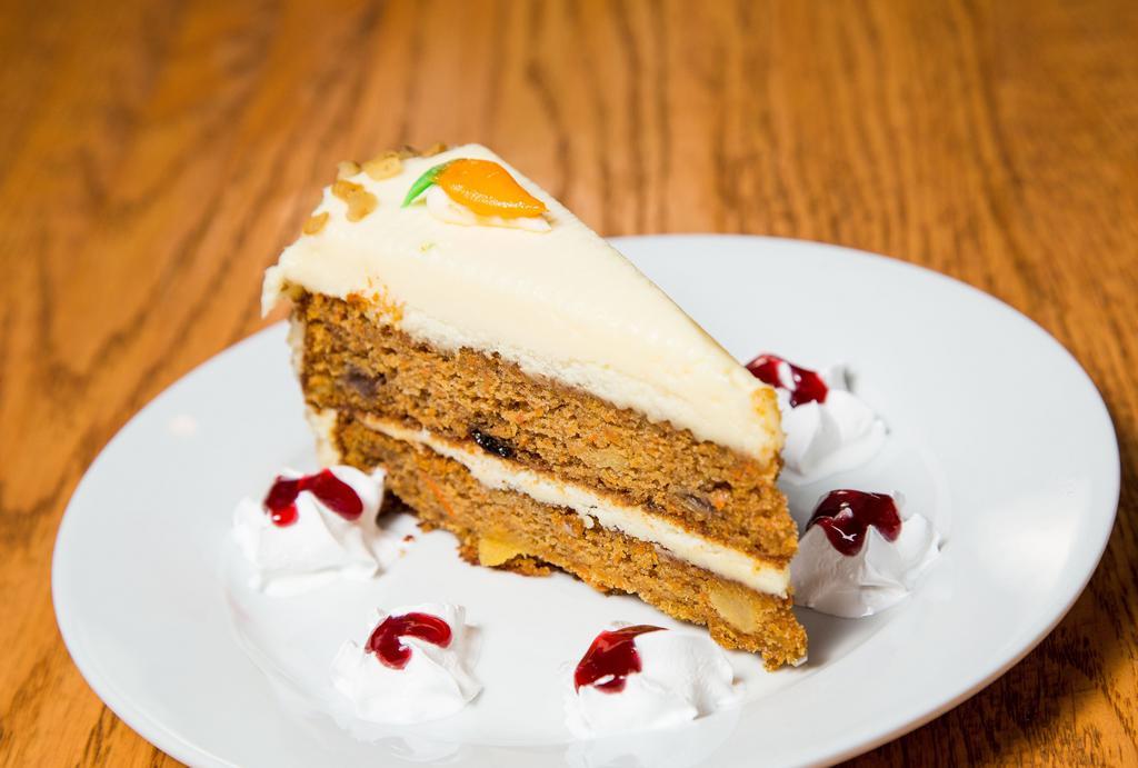Carrot Cake · Moist, sweet carrot cake with cream cheese frosting.