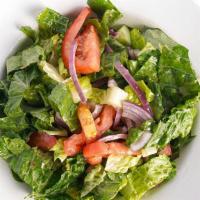 Garden Salad · Romaine Lettuce, Cucumber, Tomatoes, Onions.  Served With Our House Vinaigrette