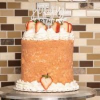 6 Inch Strawberry Crunch Cake  · 3 layer strawberry, buttercream cake covered in our fan fav strawberry crunch topping topped...