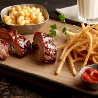 Kid Ribs · Kids Sized Rib Rack Served with French fries & choice of an additional side.