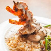 Chicken And Shrimp Au Poivre · Grilled with creamy peppercorn sauce.