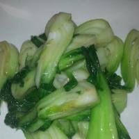 Wok Seared Bok Choy 青江菜 · Low Fat. Vegetarian. Gluten free.