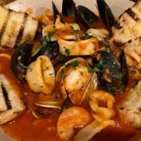 Zuppa Di Mare · Mussels | Clams | Calamari | Shrimp | EVOO | San Marzano Tomato Sauce | Garlic | Parsley | C...