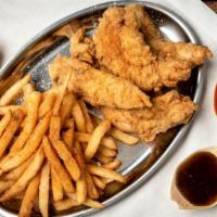 Chicken Tenders · 3 pieces. Served with fries and drink.