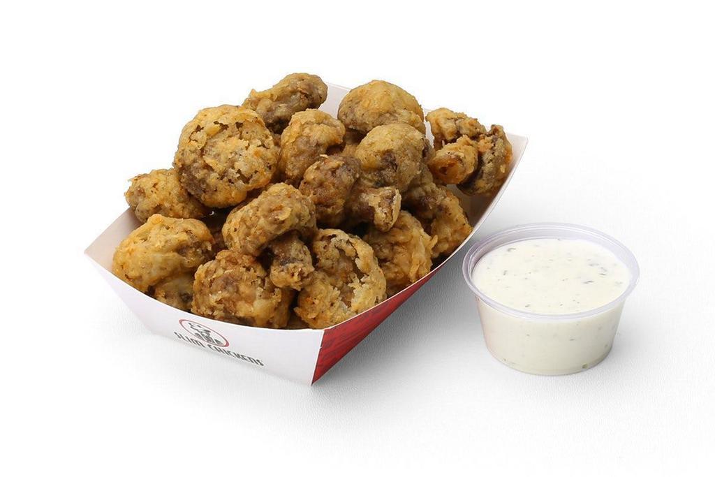 Fried Mushrooms · Plump, hand-breaded mushrooms fried to perfection, and served with a side of house Ranch.