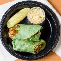 Mediterranean Wrap · Marinated grilled chicken breast, feta cheese, roasted red peppers, spinach & Greek olives o...