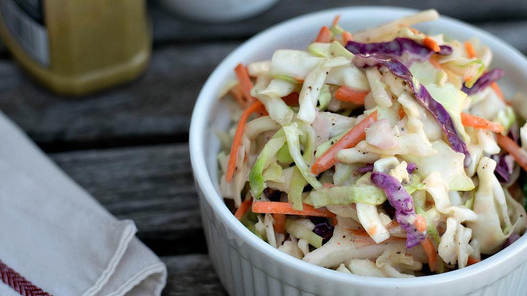 Coleslaw · Coleslaw, is finely shredded raw cabbage with a salad dressing and mayonnaise.