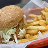 Tuhamas Burger · Ham or chicken include; lettuce, tomato, pickles, mayo, coleslaw.