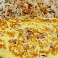 Ham Or Bacon Or Sausage Omelette · Add cheese for an additional charge.