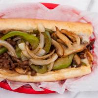 Philly Cheese Steak · With grilled onions, mushrooms & green bell peppers