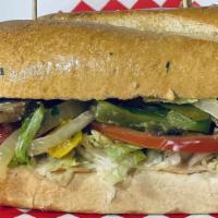 Very Veggie · Sautéed onions, mushrooms, bell peppers, red onions, lettuce, tomatoes, and mayo on hoagie r...