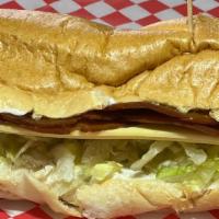 Ham & Provolone Cheese · Roasted ham, provolone cheese, lettuce, mayo on hoagie roll