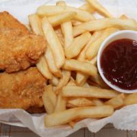 Chicken Nuggets & Fries · Chicken Tenders and fries served with sauce (optional).