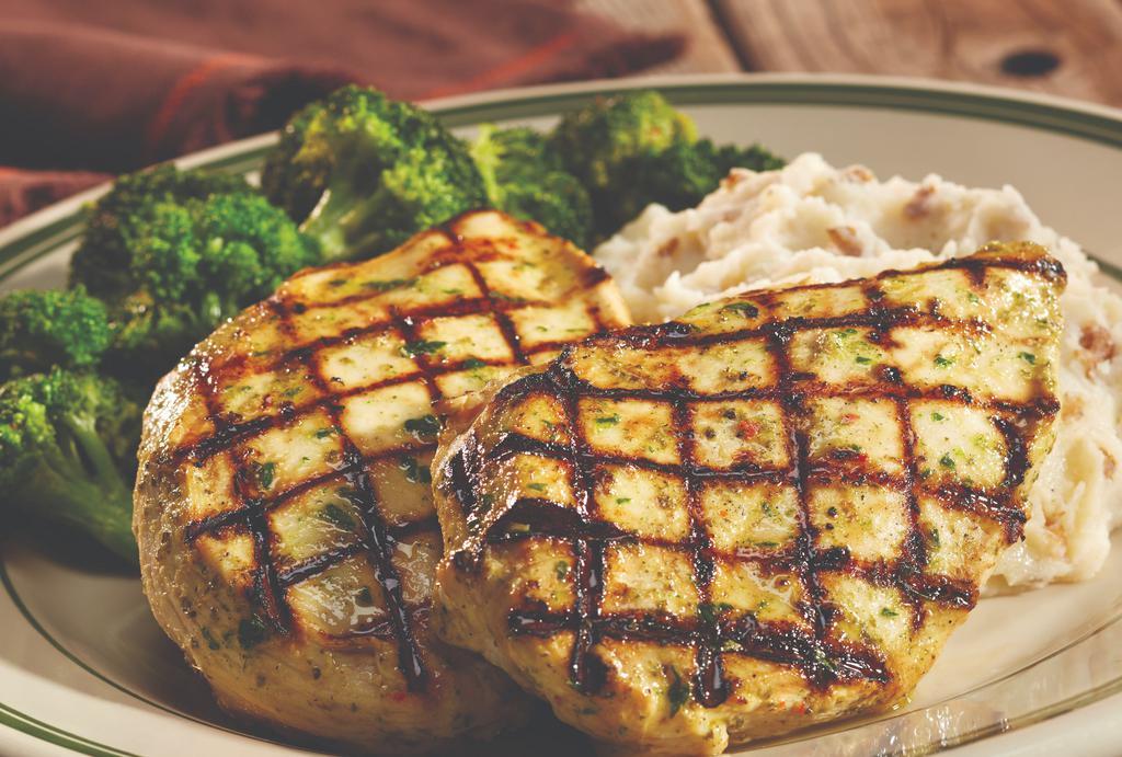 Danny Boy Chicken · Two grilled garlic-marinated chicken breasts served with roasted garlic mashed potatoes and broccoli sauté. Try it with our new Irish Whiskey Glaze!