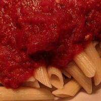 Mostaccioli · Small, tube shaped noodles topped with your choice of sauces. Our marinara and meat sauces a...