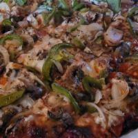 Jj Twig Pizza · Our homemade pizza sauce topped with sausage, mozzarella cheese, and freshly sliced mushroom...