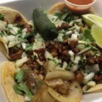 5 Mini Tacos · Your choice meat. Onions and cilantro.