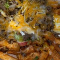 Carne Asada Fries · French Fries topped with Carne Asada, cheese, Pico de Gallo, guacamole, and sour cream.