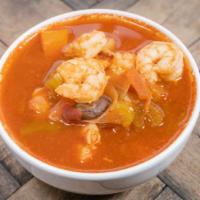 Caldo De Camaron Y Pescado (Large 32 Oz) · Shrimp & tilapia soup.