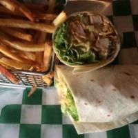 Shamrock Wrap · Grilled or crispy chicken wrapped in lettuce, tomato, onion, shredded cheddar cheese & shamr...