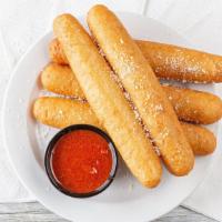 Breadsticks (5) · Sprinkled with Parmesan, served with marinara sauce.