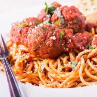 Spaghetti Marinara · Spaghetti, marinara sauce, Romano cheese, basil.