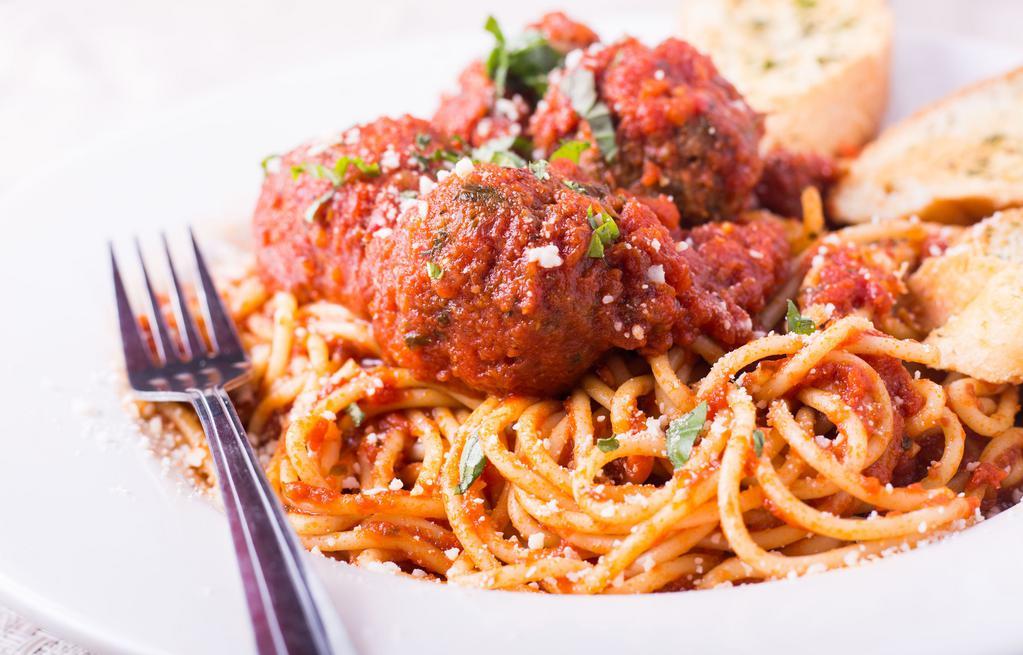 Spaghetti Marinara · Spaghetti, marinara sauce, Romano cheese, basil.