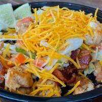 Grilled Club Pollo Bowl · Grilled chicken, bacon, jalapeño ranch, lettuce, tomato, cheese