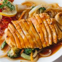 Chicken Teriyaki Lunch · Served with miso soup, house salad, steamed vegetables, and your choice of steamed or fried ...