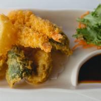 Shrimp Tempura Appetizer · Tempura style shrimp and vegetable medley. Served with tempura sauce.