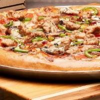 Deluxe · Pepperoni, sausage, green peppers, red onions, mushrooms, Wisconsin cheese blend and pizza s...