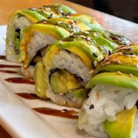 Avocado Delight Roll (6Pc) · Avocado, candied walnuts topped with avocado and sweet chili soy sauce