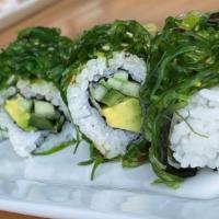Green Forest Roll (8Pc) · Cucumber, lemon, jalapeño, avocado topped with seaweed salad