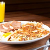 2 Eggs Any Style · With choice of bacon, turkey bacon, sausage links, sausage patties, turkey sausage patties, ...