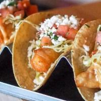 Fried Baja Fish · Beer battered tilapia – chipotle baja sauce, shredded cabbage, pico de gallo, and queso fres...