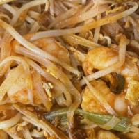 Pad Thai · Stir-fried thin rice noodle with egg, bean sprouts, scallions and grounded peanut.
