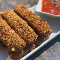 Mozzarella Sticks · Housemade, breaded with our garlic roll bits and herbs, served with our signature handcrafte...