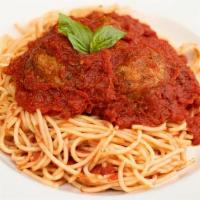 Pasta With Meatballs Or Meat Sauce · Your choice of spaghetti, capellini, or linguine with our housemade meatballs or red wine me...