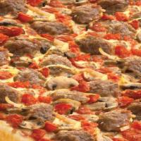Chicago Deluxe Pizza Large · A sauceless pizza that includes Italian sausage, onions, fresh mushrooms and diced tomatoes ...
