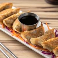 Dumplings · Nut-free. Pan fried or steamed. Our house-made dumplings are filled with tofu, shiitake mush...