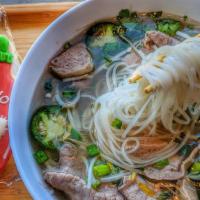 Pho - Soup Bowl · Rice noodles with your choice of protein and broth. served with a side of bean sprouts, thai...