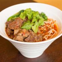 Beef Brisket Noodle Szechuan Style · Hot and spicy. Fried noodle dish.