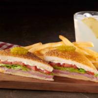 Slim Jim With Fries · lean ham, swiss cheese, tomato, iceberg lettuce and slim jim sauce on a pressed and grilled ...