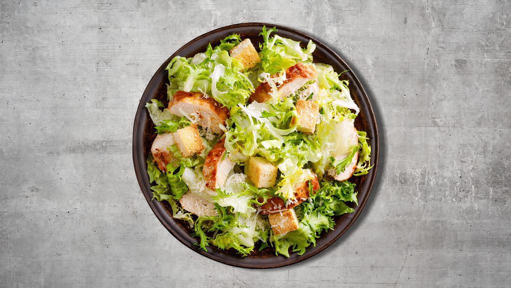 Chicken Caesar Salad · Fresh greens and veggies tossed with Caesers Dressing and topped with grilled chicken and croutons