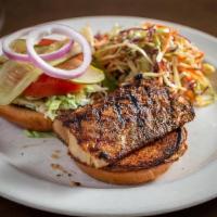 Grilled Fish Sandwich · blackened mahi mahi, remoulade, lettuce, tomato, onion