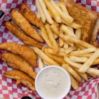 Chicken Strip Basket (Meal) · Meal includes fries & drink. 6 pc chicken tenders with toast & gravy.