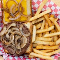 Patty Melt (Meal) · Meal includes fries & drink. Cheddar & Swiss Cheese, grilled onion and mayo on Toast.