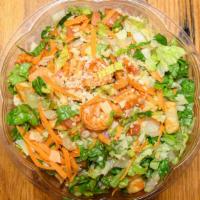 Buffalo Shrimp Caesar (Small) · romaine lettuce, blackened buffalo shrimp, pico de gallo, organic farro, carrot, green onion...