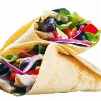 Classic Greek Wrap · Signature house wrap prepared with mixed greens, black olives, banana pepper, red onion, fet...